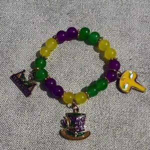 Kids Mardi Gras Beaded Bracelet with Charms